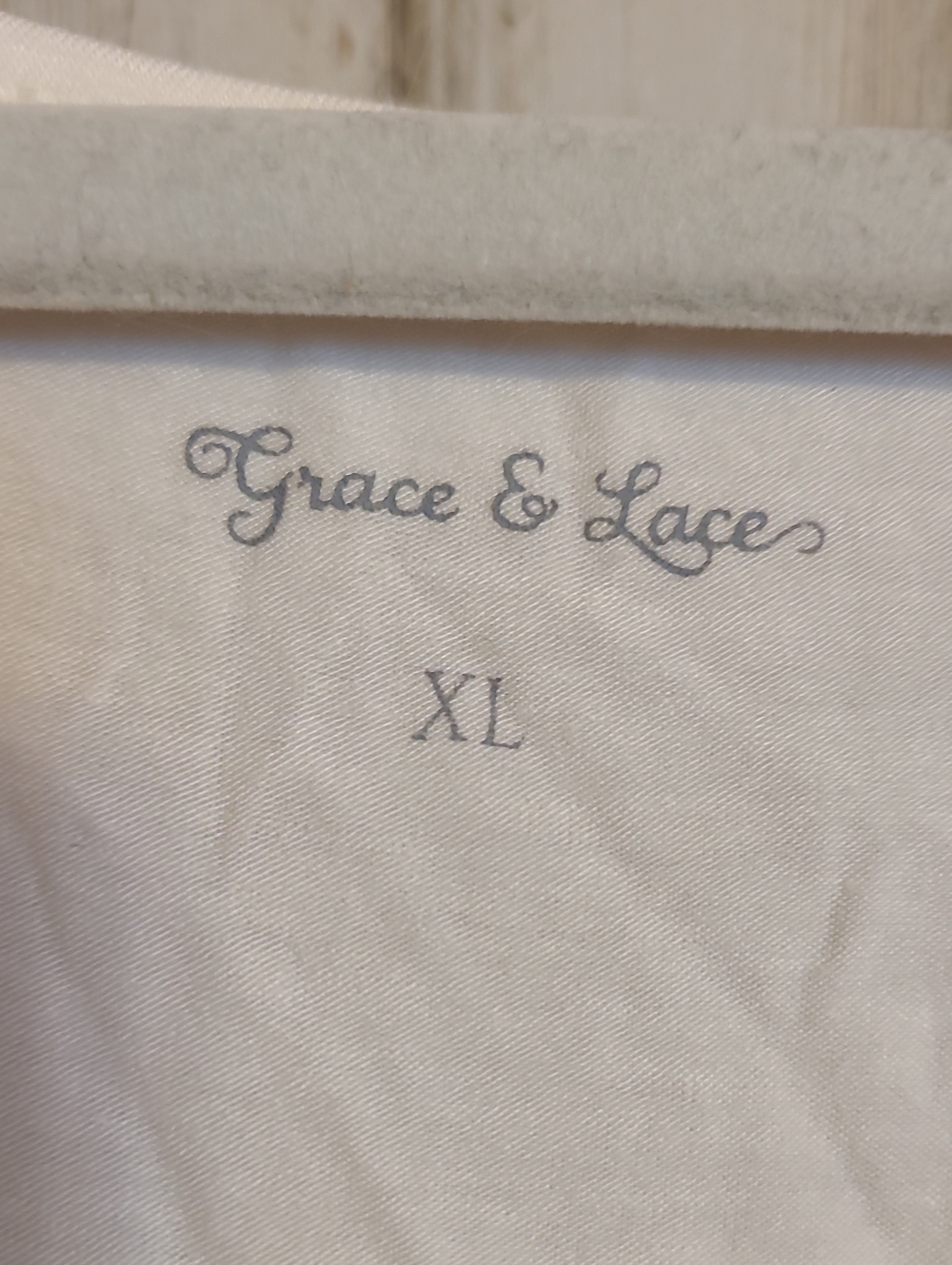 Grace & Lace Cream Long Sleeve Top with Lace Hem - Picture 2 of 6